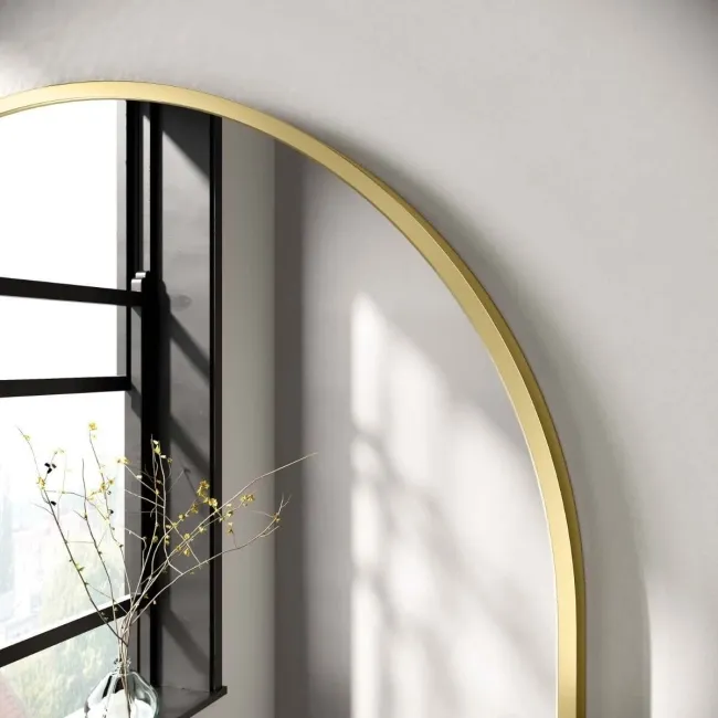 Essence Brushed Brass Arched Bathroom Mirror 750x500mm