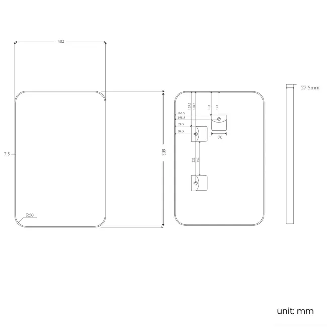 Essence Black Framed Rectangular Bathroom Mirror 600x400mm