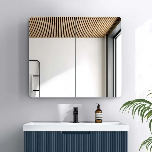 Aurora Matt Black Mirror Cabinet 700x800mm