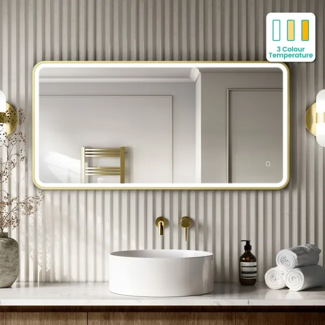 Mila Brushed Brass Illuminated LED Mirror 600x1200mm