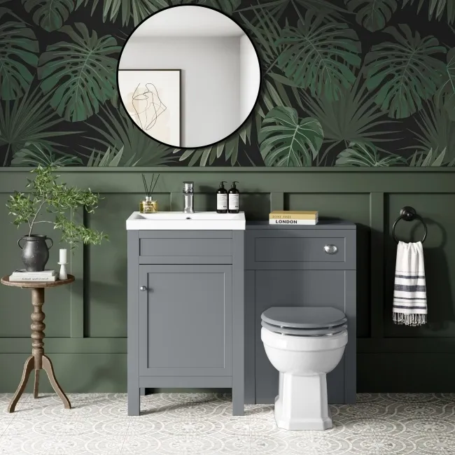Bermuda Dove Grey Slimline Back To Wall Toilet Unit 500mm