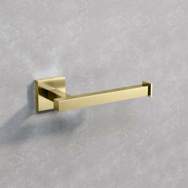 Isla Brushed Brass Square Toilet Roll Holder
