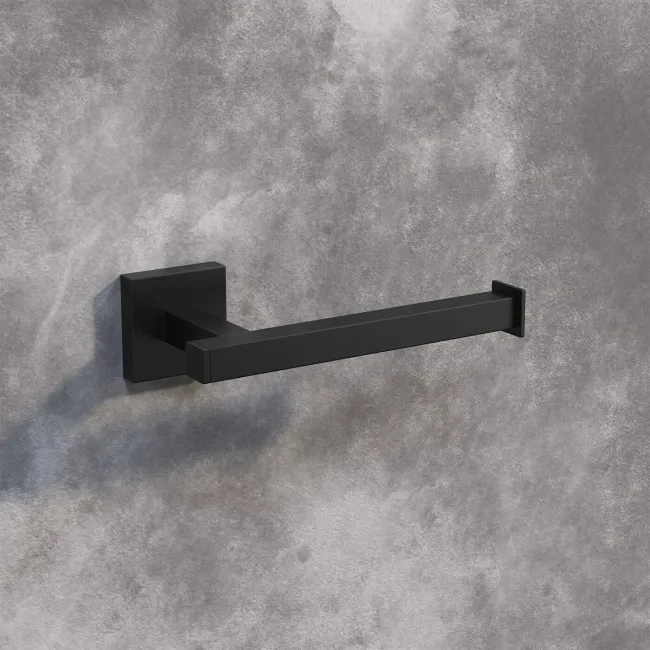 Isla Matt Black Toilet Roll Holder & Towel Ring
