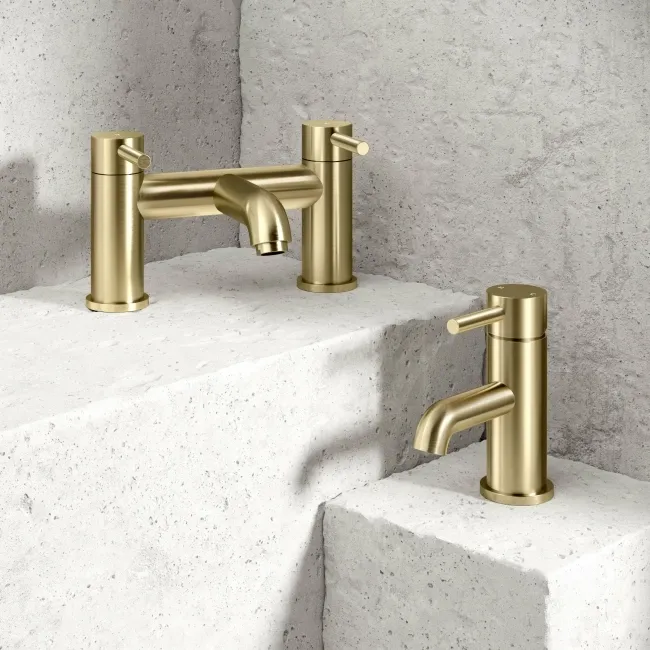 Trent Brushed Brass Basin & Bath Mixer Tap Set