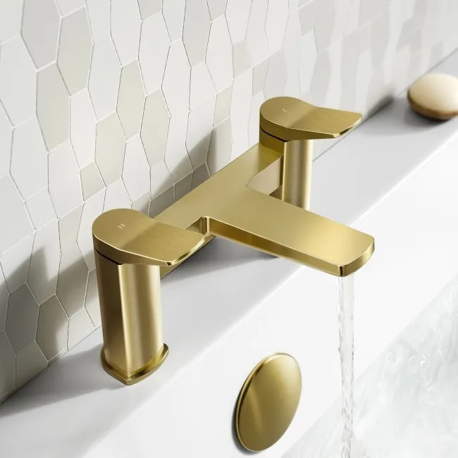 Aire Brushed Brass Basin & Bath Mixer Tap Set