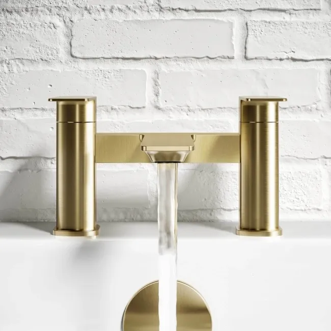 Lune Brushed Brass Basin & Bath Mixer Tap Set