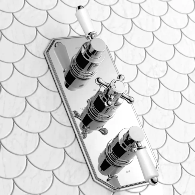 Shannon Premium Traditional Thermostatic Set - 200mm Head, Slider Shower & Bath Filler Waste