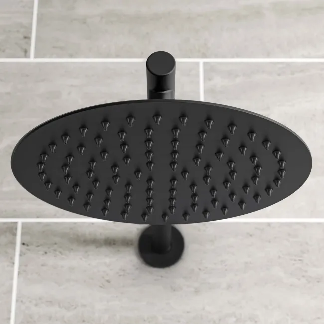 Ballina Premium Matt Black Round Thermostatic Shower Set - 200mm Head