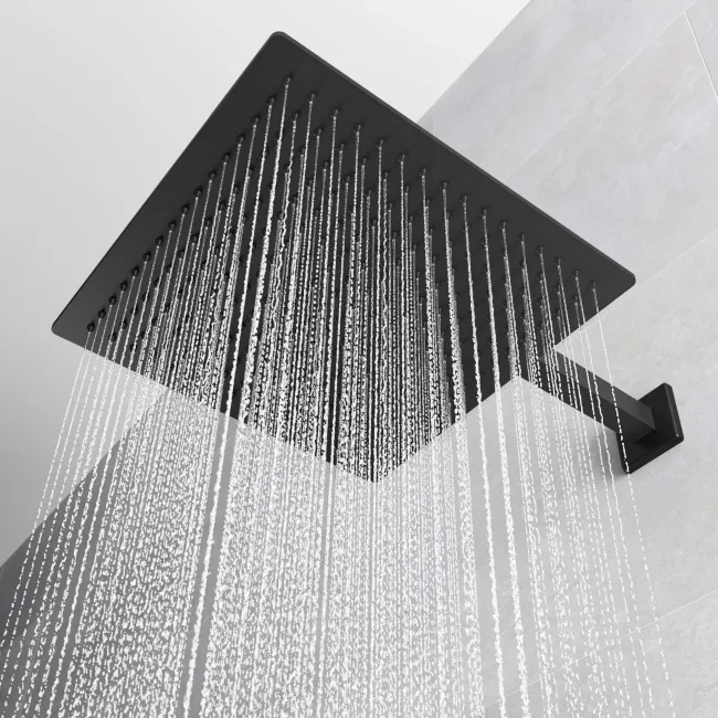 Galway Premium Matt Black Square Thermostatic Shower Set - 300mm Head & Hand Shower