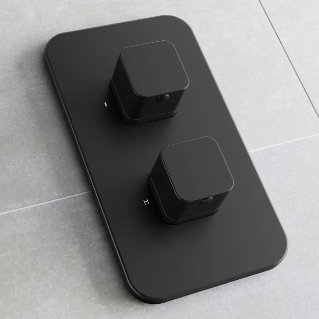 Galway Premium Matt Black Square Thermostatic Shower Set - 300mm Head & Hand Shower