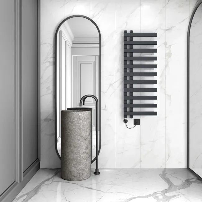 Palermo Electric Anthracite Designer Heated Towel Rail 1200x450mm