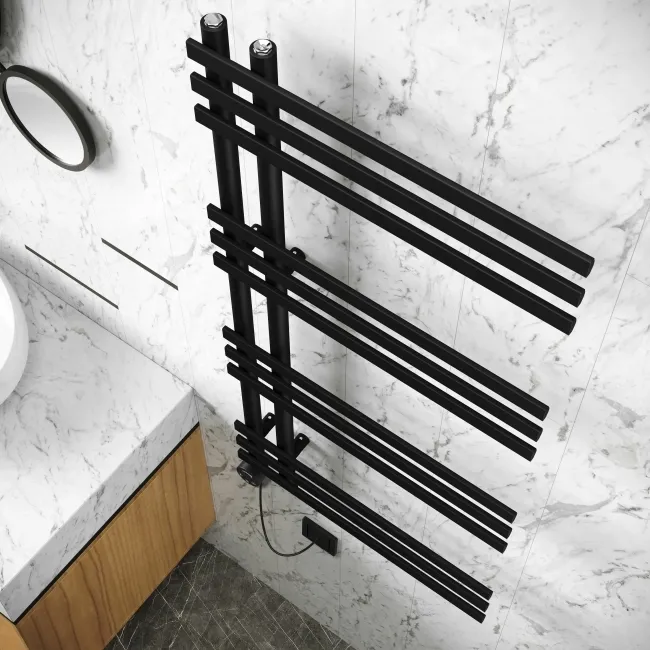Madrid Electric Matt Black Designer Heated Towel Rail 1200x600mm