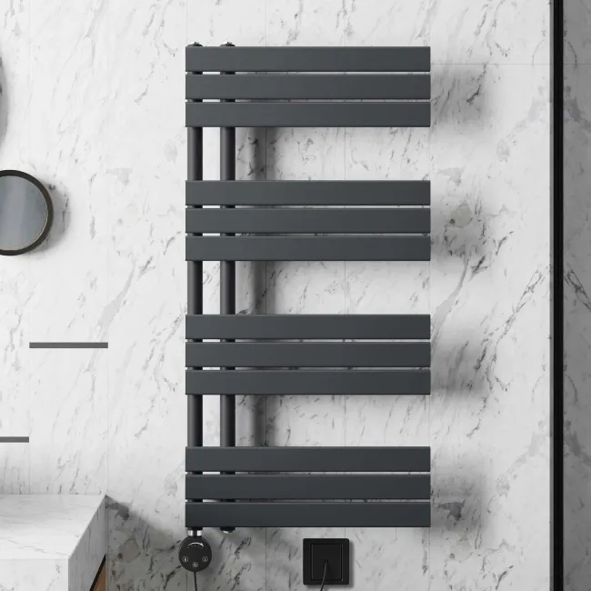 Seville Electric Anthracite Designer Flat Panel Heated Towel Rail 1200x600mm