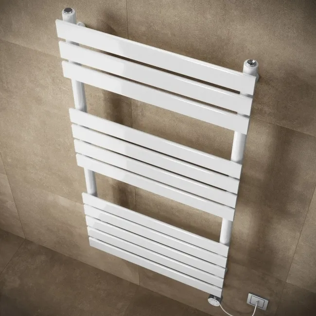 Santorini Electric White Flat Panel Heated Towel Rail 1200x600mm