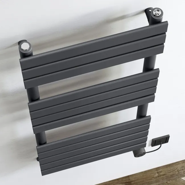 Santorini Electric Anthracite Flat Panel Heated Towel Rail 1200x450mm