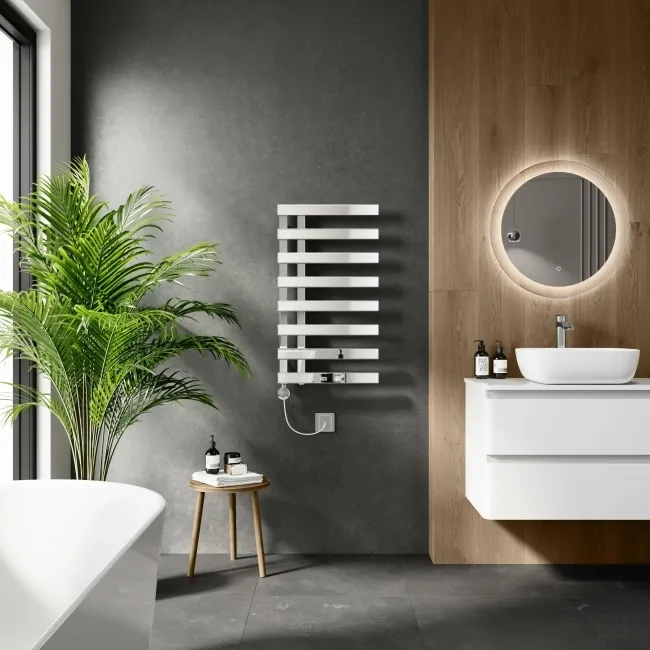 Palermo Electric Chrome Designer Heated Towel Rail 800x450mm