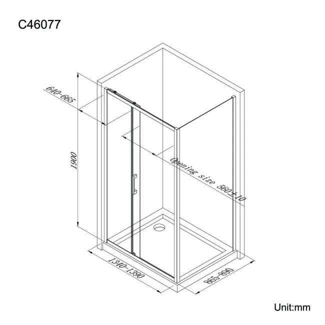 Hamburg Matt Black Easy Clean 8mm Sliding Shower Enclosure 1400x900mm - Easy Fix