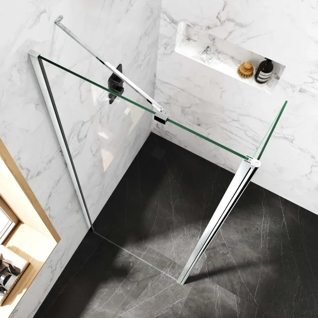 Copenhagen Easy Clean 8mm Wet Room Shower Glass 700mm & 250mm Pivotal Return Panel