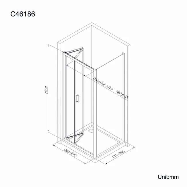 London Matt Black 6mm Bifold Shower Enclosure 1000x800mm