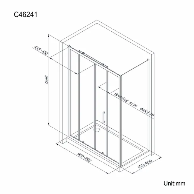 London 6mm Sliding Shower Enclosure 1000x700mm