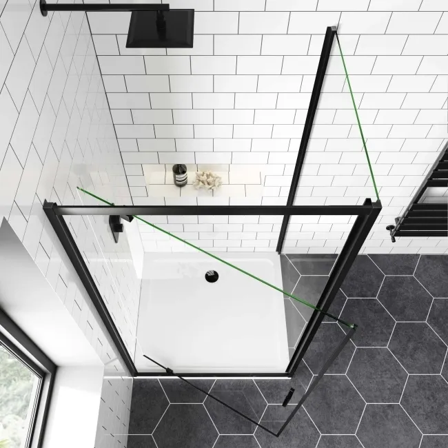 London Matt Black 6mm Pivot Shower Enclosure 1000x700mm