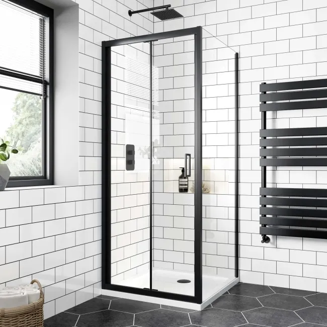 London Matt Black 6mm Bifold Shower Enclosure 700x700mm