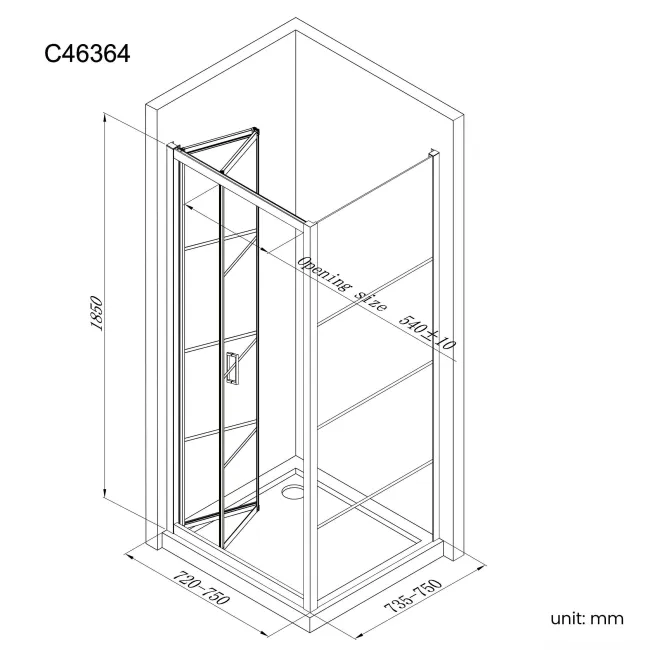 London Matt Black Grid 6mm Bifold Shower Enclosure 760x760mm