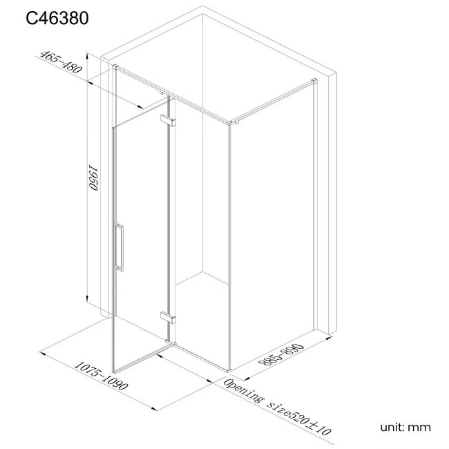 Helsinki Brushed Brass Premium Easy Clean 8mm Hinged Shower Enclosure 1100x900mm
