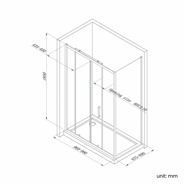 London Brushed Brass 6mm Sliding Shower Enclosure 1000x700mm