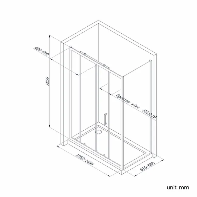 London Brushed Brass 6mm Sliding Shower Enclosure 1100x700mm