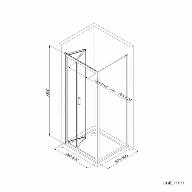 London Brushed Brass 6mm Bifold Shower Enclosure 900x900mm