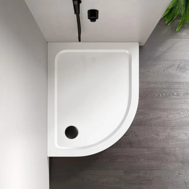 London Offset Quadrant Stone Shower Tray 1000x800mm - Left Handed & Riser Kit