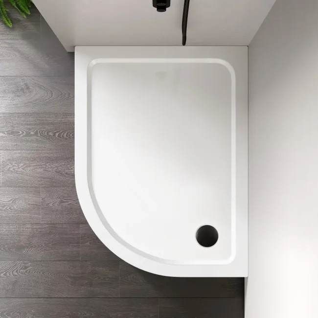 London Offset Quadrant Stone Shower Tray 1200x800mm - Right Handed & Riser Kit