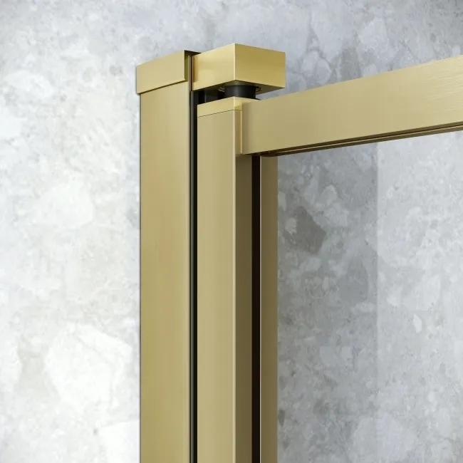Dover 1700x750 Keyhole Shower Bath & 6mm Easy Clean Brushed Brass Framed Bath Screen