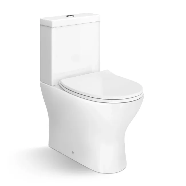 Orlando Rimless Fully Back to Wall Close Coupled Toilet With Soft Close Slim Seat