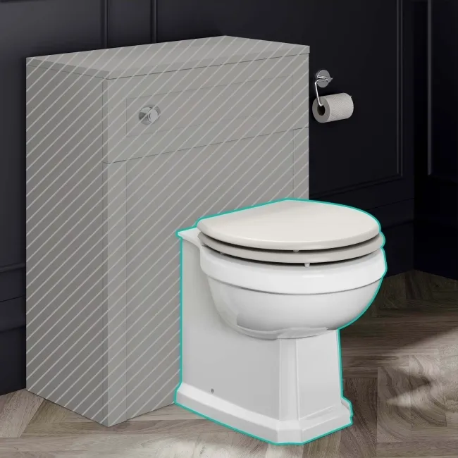 Hudson Traditional Back To Wall Toilet With Cotton White Wooden Seat