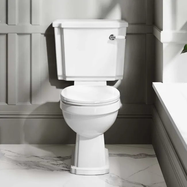 Hudson Traditional Close Coupled Toilet & Pedestal Basin Set - Single Tap Hole