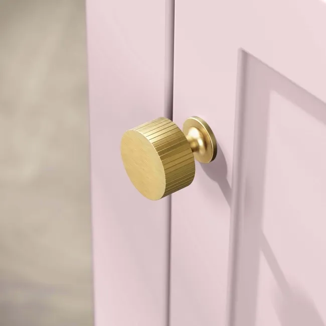 Bermuda Cashmere Pink Floor Standing Tall Cabinet 1500x350mm - Brushed Brass Accents