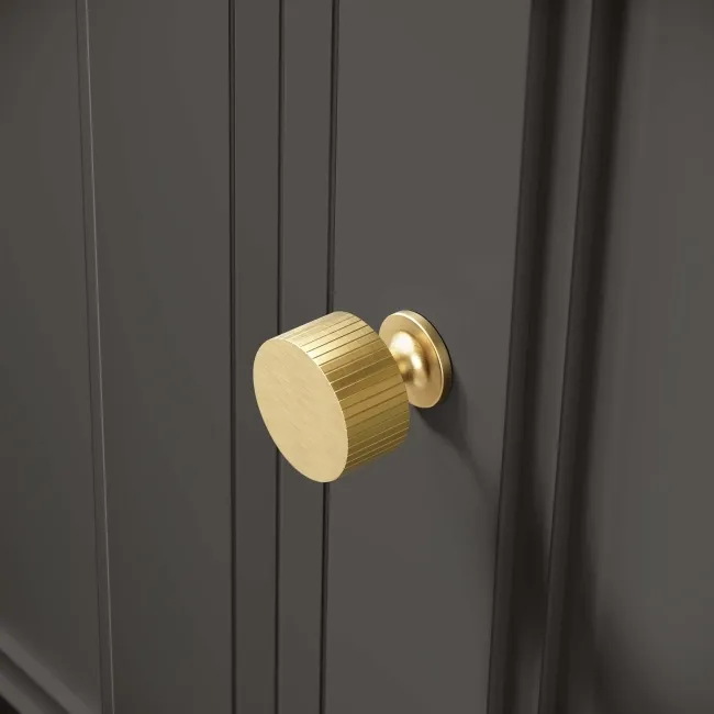 Graphite Grey Wall Hung Cabinet 700x300mm - Brushed Brass Accents