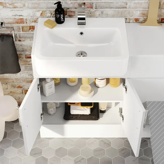 Harper Gloss White Basin Vanity and Back To Wall Toilet Unit 1200mm