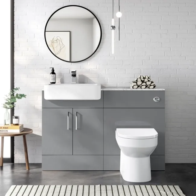 Harper Stone Grey Combination Vanity Basin with Marble Top & Miami Toilet 1200mm