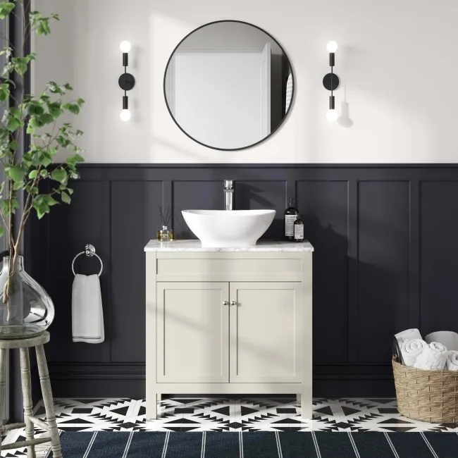 Bermuda Chalk White Vanity with Marble Top & Oval Counter Top Basin 800mm