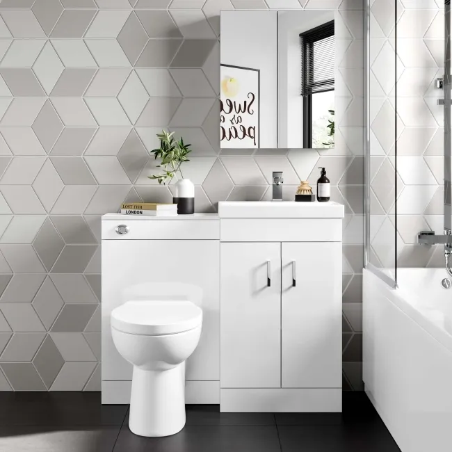 Mersey Gloss White Combination Vanity Basin and Austin Toilet 1000mm