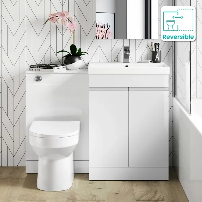 Trent Gloss White Combination Vanity Basin and Miami Toilet 1100mm