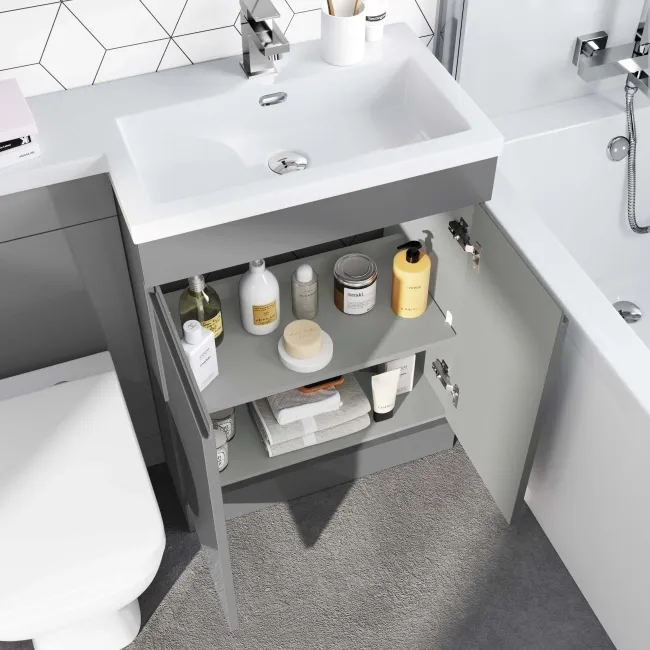 Trent Stone Grey Combination Vanity Basin and Atlanta Toilet 1100mm - Right Handed