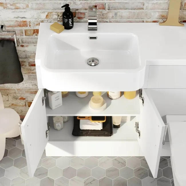 Harper Gloss White Combination Vanity Basin and Atlanta Toilet 1200mm - Left Handed