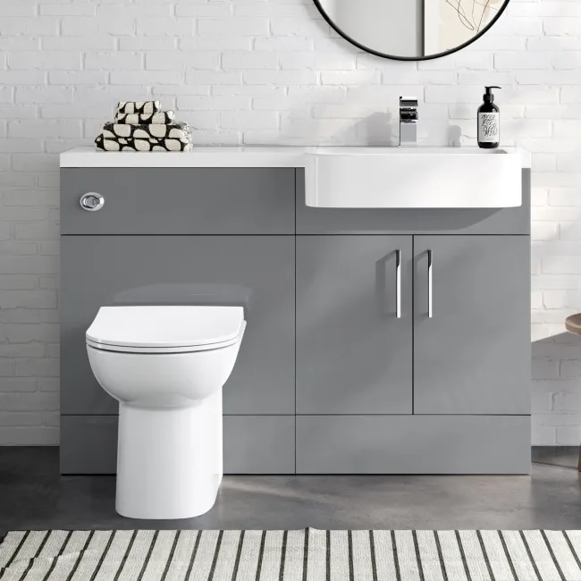 Harper Stone Grey Combination Vanity Basin and Aruba Toilet 1200mm - Right Handed