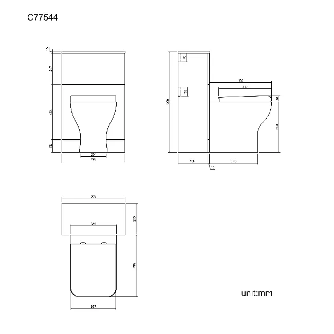 Austin Stone Grey Slimline Back To Wall Unit and Atlanta Toilet
