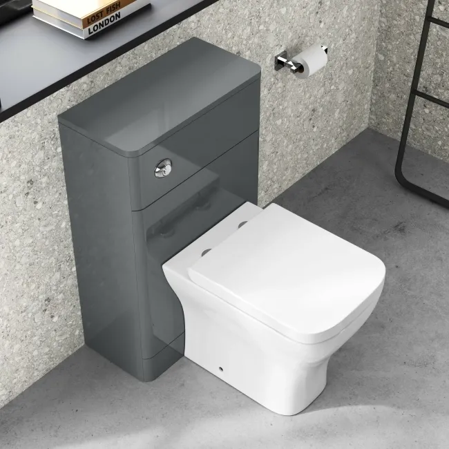 Corsica Curved Storm Grey Slimline Back To Wall Unit and Atlanta Toilet