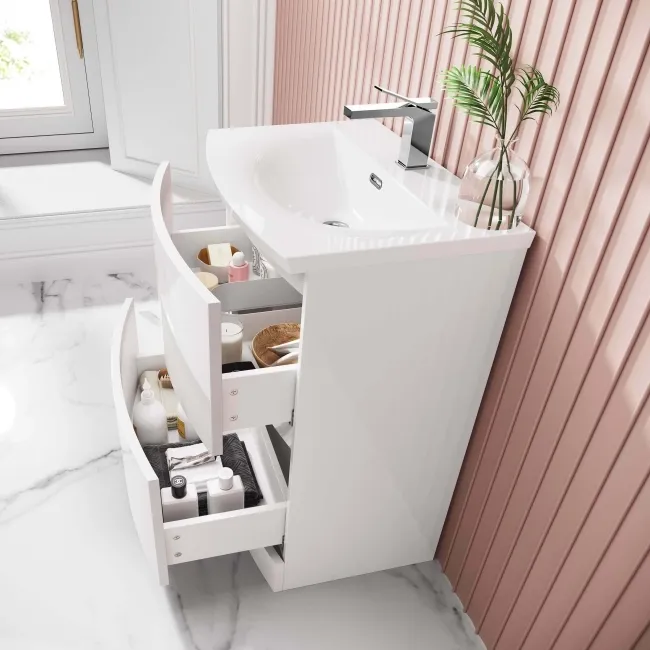 Bali Gloss White Basin Drawer Vanity 600mm